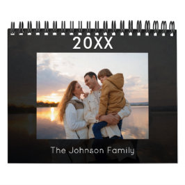 Cinza de Calendário de Fotos da Família Moderna