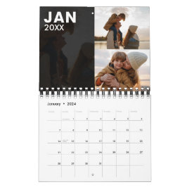 Cinza de Calendário de Fotos da Família Moderna