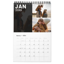 Cinza de Calendário de Fotos da Família Personaliz