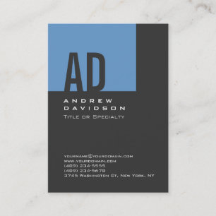 Cinza de Cartão de visita de Monograma com Stripe