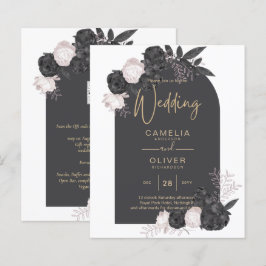 CINZA de carvão vegetal  rosa Convite de casamento