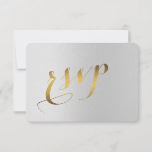 Cinza de Casamento de Ouro Encantadora RSVP