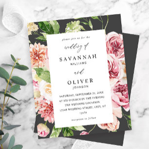 Cinza de Casamento Floral e Greenery, Cor-de-rosa