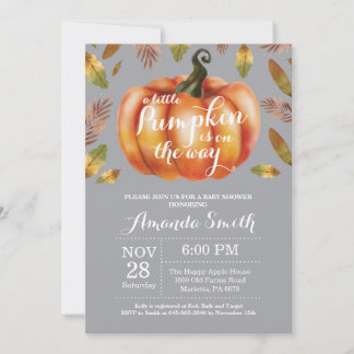 Cinza De Convite Para Chás de fraldas De Abóbora