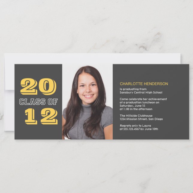 Cinza de convite personalizado para fotos de gradu (Frente)