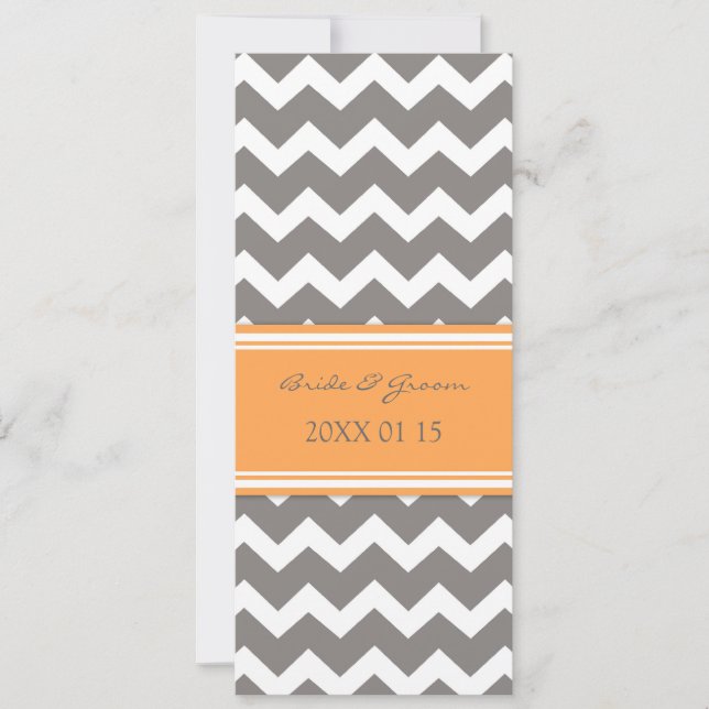 Cinza de Convites de Casamento Chevron Laranja (Frente)