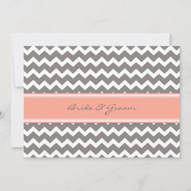 Cinza de Convites para Casamento Coral Chevron (Frente)