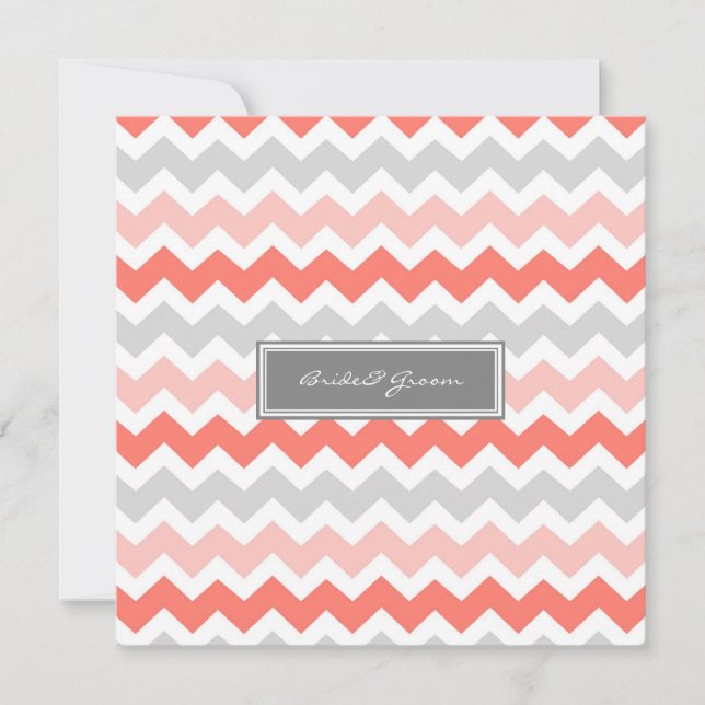 Cinza de Convites para Casamento Coral Chevron (Frente)