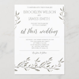 Cinza de Convites para Casamento Elegante Floral