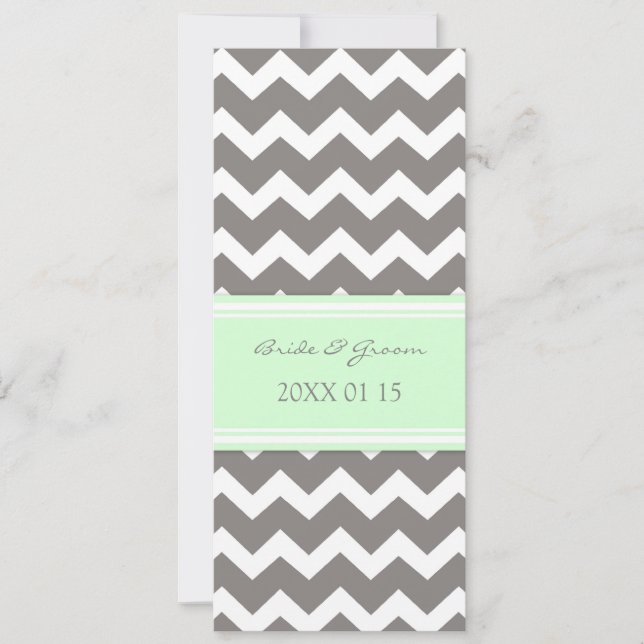 Cinza de Convites para Casamento Mint Chevron (Frente)