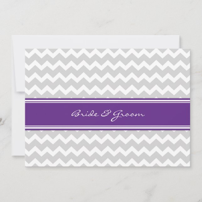 Cinza de Convites para Casamento Plum Chevron (Frente)