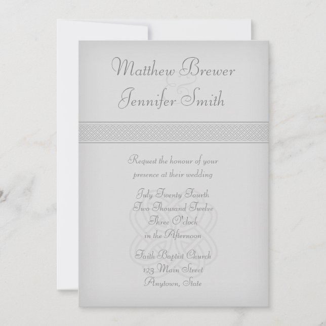 Cinza de custódia Convite para Casamento Celta Irl (Frente)