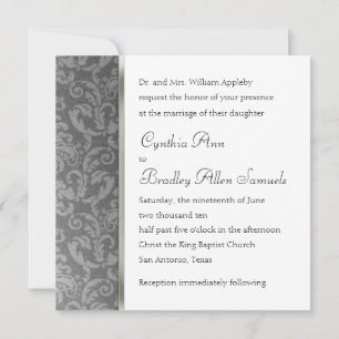 Cinza de Damasco de Vintage Quadrado de Convite