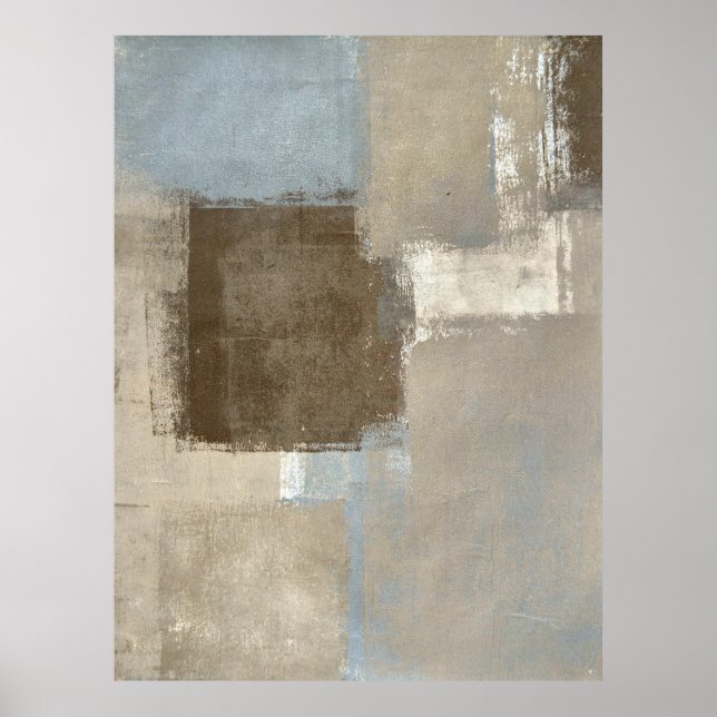 cinza de 'Estradas' e Poster de arte beige Abstrat (Frente)