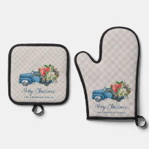 Cinza de fazenda Vintage Blue Christmas Truck
