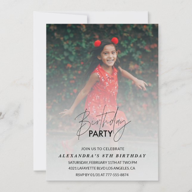 cinza de Fotografias do convite para Festas de ani (Frente)