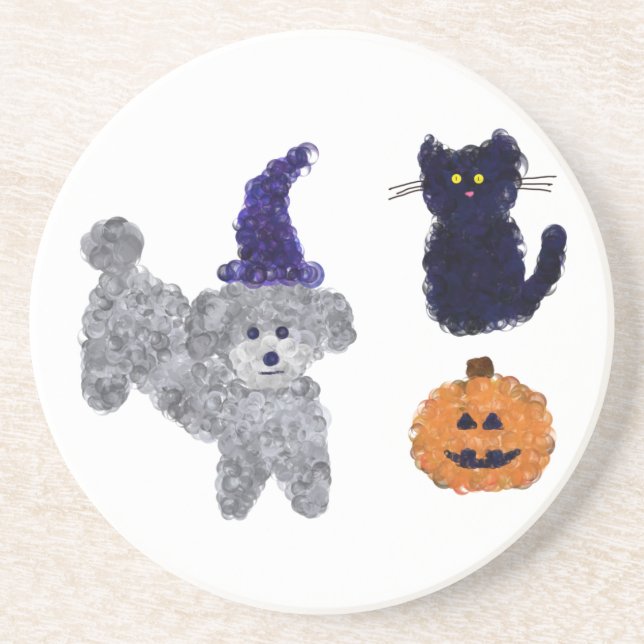 Cinza de Halloween Poodle nº 2 Porta copos (Frente)