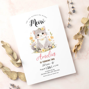 Cinza de Kitten por Kitty Cat - Convite de Anivers
