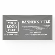 Cinza de logotipo moderno Banner branco de negócio
