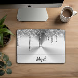 Cinza De Luxo Sparkle Que Esgota A Largura Persona<br><div class="desc">Linda Cinza de prata de luxo brilhando com brilho com a textura de metal escovado Cobrir personalizado iPad Pro</div>
