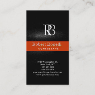 Cinza de Moderna Monograma Cartão de visita de fa