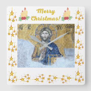 cinza de Natal "Feliz" Relógio de Parede Acrílic