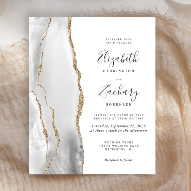 Cinza de Orçamento Convite para Casamento de Agata (Criador carregado)