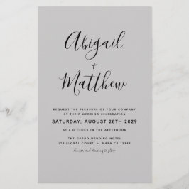Cinza de Orçamento Convite para Casamento Elegante