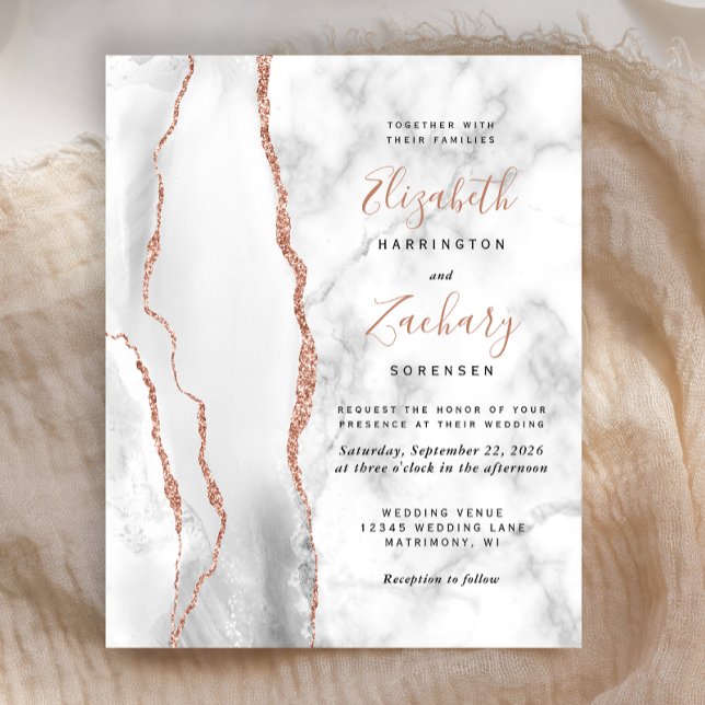 Cinza de Orçamento Rosa Dourada Casamento Marble (Criador carregado)