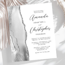 Cinza de Orçamento White Silver Agate Invitation