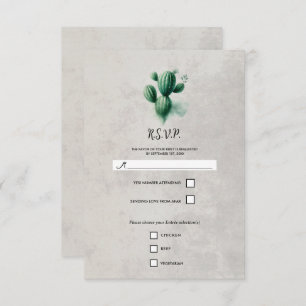 Cinza de Pedra de Cactus Verde Watercolor RSVP