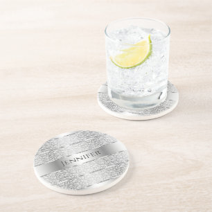 Cinza de prata elegante tira Porta copos monograma