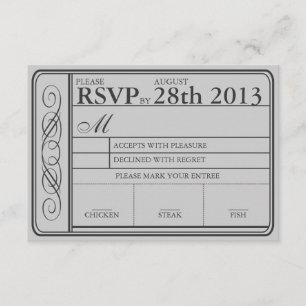 Cinza de punchout RSVP II do Bilhete de Casamento