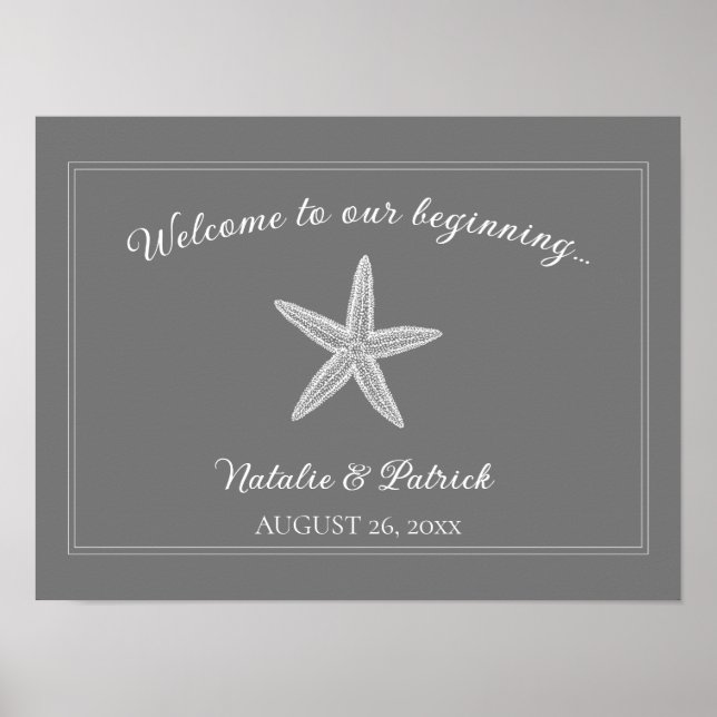 Cinza de Starfish Weding Poster (Frente)
