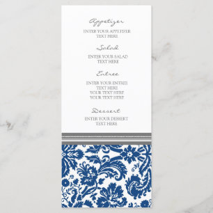 Cinza do menu casamento Cor damasco azul