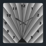 Cinza do ventilador Art Deco - Relógio de Parede<br><div class="desc">Design de deco de relógio de parede que você pode personalizar com qualquer texto de sua escolha. Se precisar de ajuda para personalizar,  entre em contato conosco através do link desta página. Relógio de deco de arte.</div>