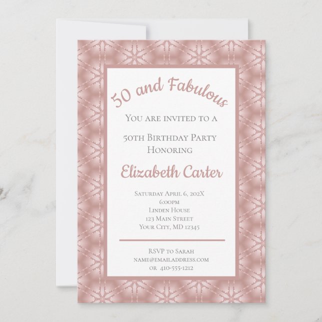 Cinza Dourada e rosa 50 e aniversário fabuloso (Frente)