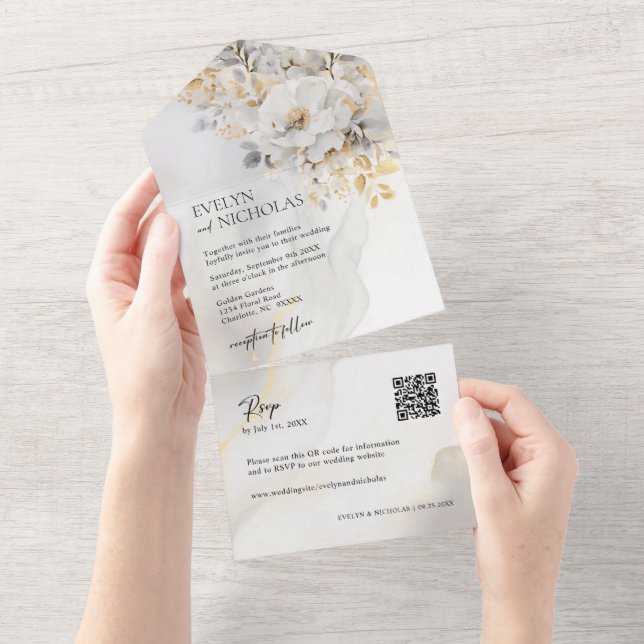 Cinza Dourada Elegante Lava Floral Dourada Código  (Aba destacável)