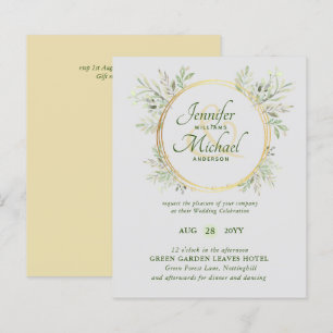 Cinza Dourado Convite de casamento Verde
