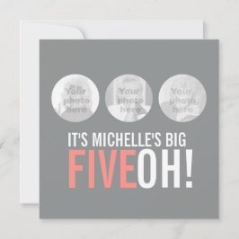 Cinza e 50º convite para o aniversário de fotos FI