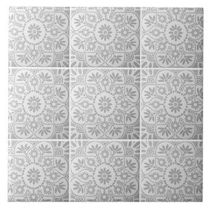 Cinza e azulejo de cerâmica geométrica branca
