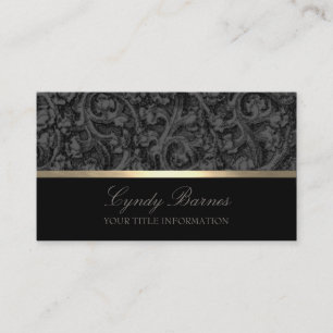 Cinza e Cartão de visita de Damasco Preto