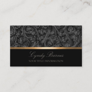 Cinza e Cartão de visita de Damasco Preto