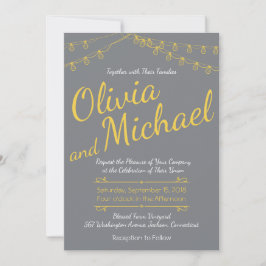 Cinza e Convite para Casamento Amarelo com Luzes