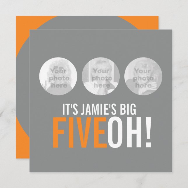 Cinza e convite para o 50º aniversário da FIVEOH!, (Frente/Verso)