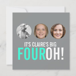 Cinza e convite para o aniversário de 40 fotos FOU