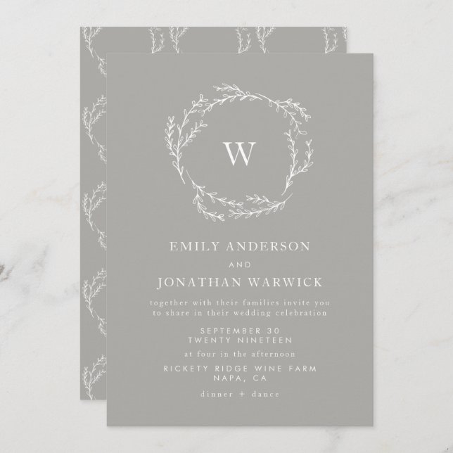 Cinza e Convite Simples de Casamento de Rua Branco (Frente/Verso)