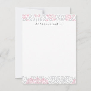 Cinza e Cor damasco Floral Rosa