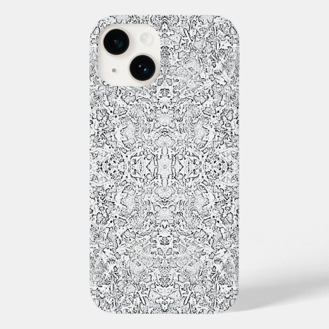 Cinza E Formas Brancas Padrão iPhone 14 Case (Verso)