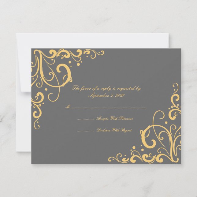 Cinza e RSVP de Casamento Amarelo (Frente)
